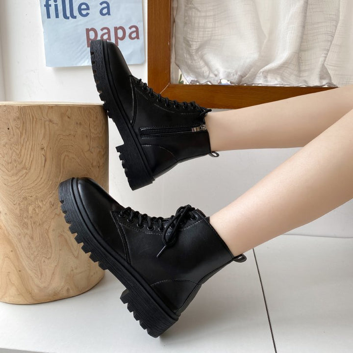 Damen modische Schnürstiefeletten mit robustem Profil Drune