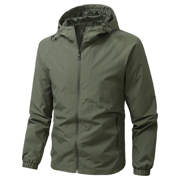 Herren Leichte Funktionsjacke mit verstellbarem Kapuzenkragen Drune
