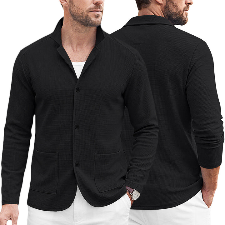Herren Strickblazer-Cardigan mit Strukturstrick und aufgesetzten Taschen Drune