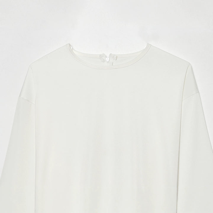 Damen Langarmshirt mit asymmetrischem Saum und Spitzenbesatz Drune