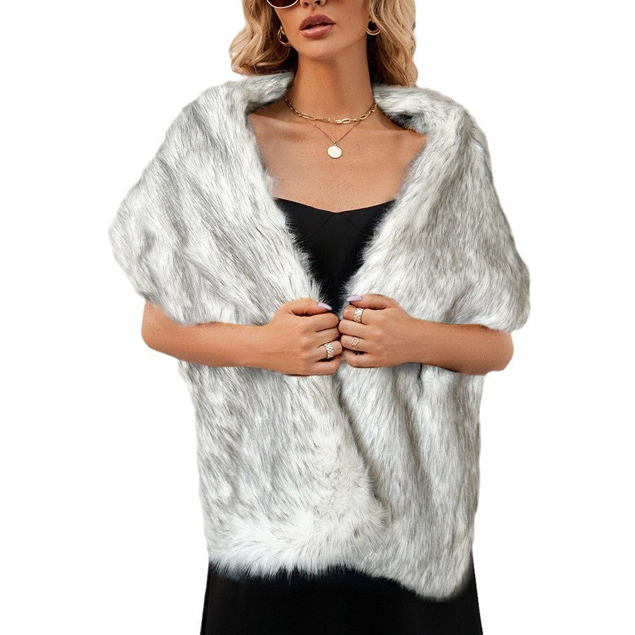 Damen Elegante Kunstfell-Schal mit modischem Schnitt Drune
