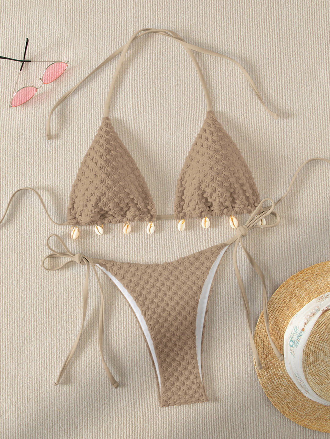 Damen Triangel-Bikini mit Muschelschmuck Drune
