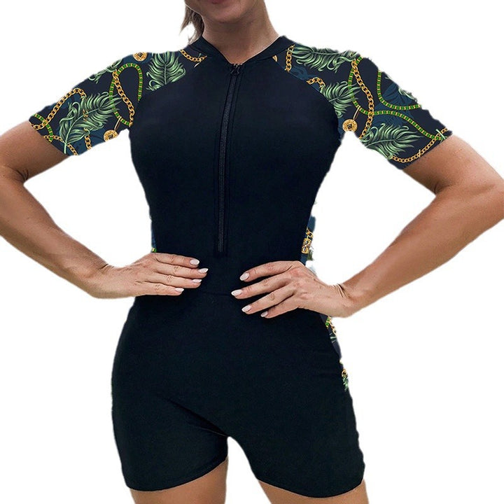Damen Surfsuit mit kurzen Ärmeln und floralem Design Drune