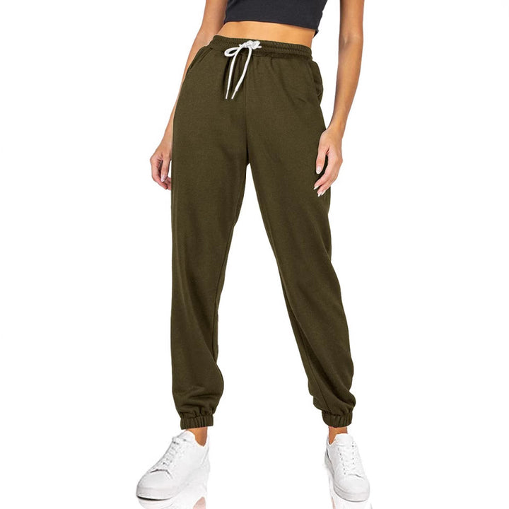 Damen bequeme Sweatpants mit elastischem Bund und Taschen Drune