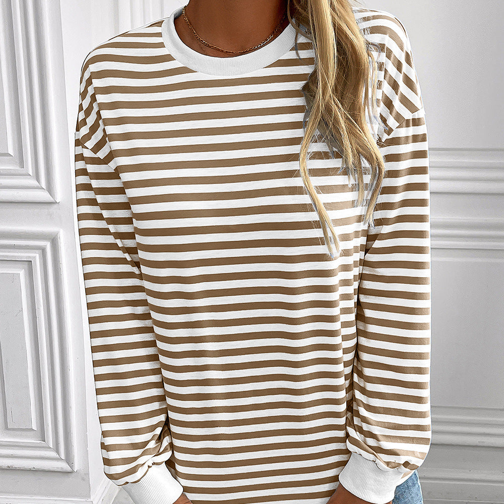 Damen gestreifter Langarm-Pullover mit lässigem Schnitt Drune