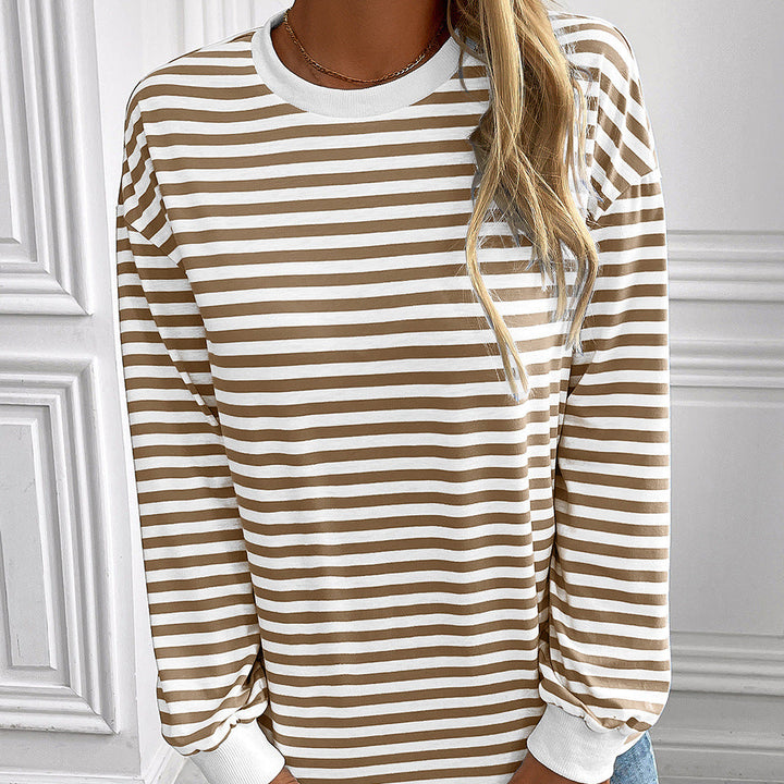Damen gestreifter Langarm-Pullover mit lässigem Schnitt Drune