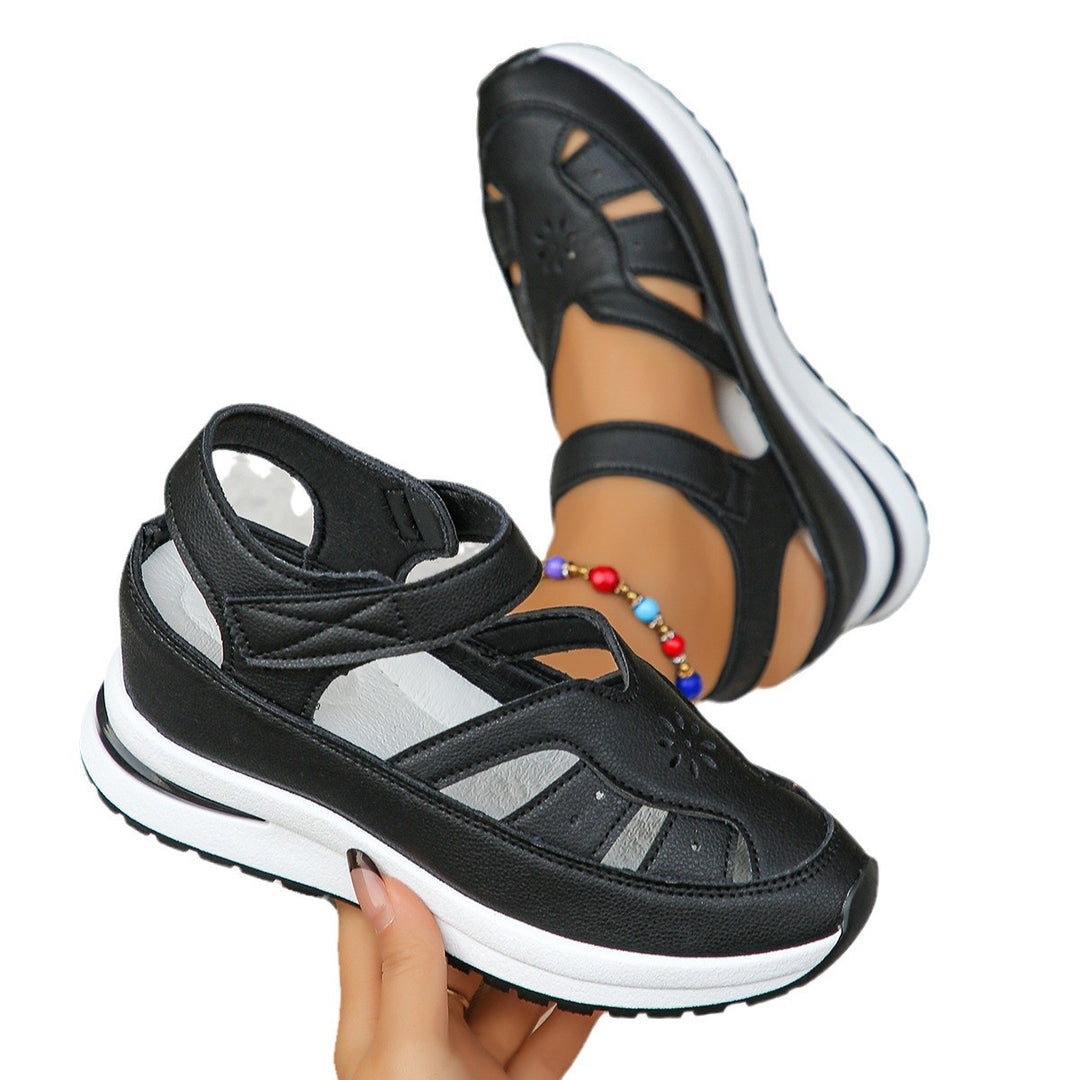 Damen Keilsandalen mit verstellbarem Klettverschluss und orthopädischer Komfortsohle Drune