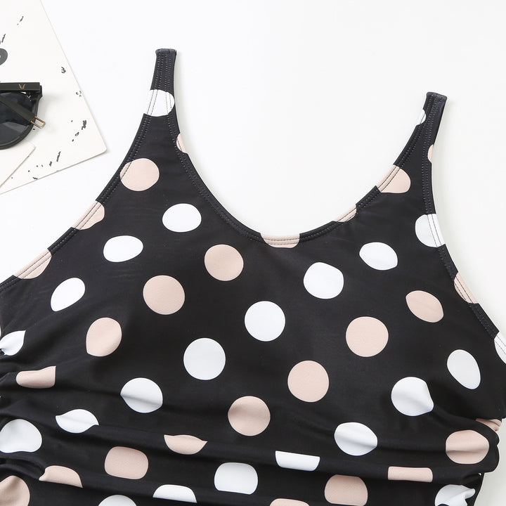 Damen Einteiliger Badeanzug mit stilvollem Punkte-Design und figurformender Raffung Drune