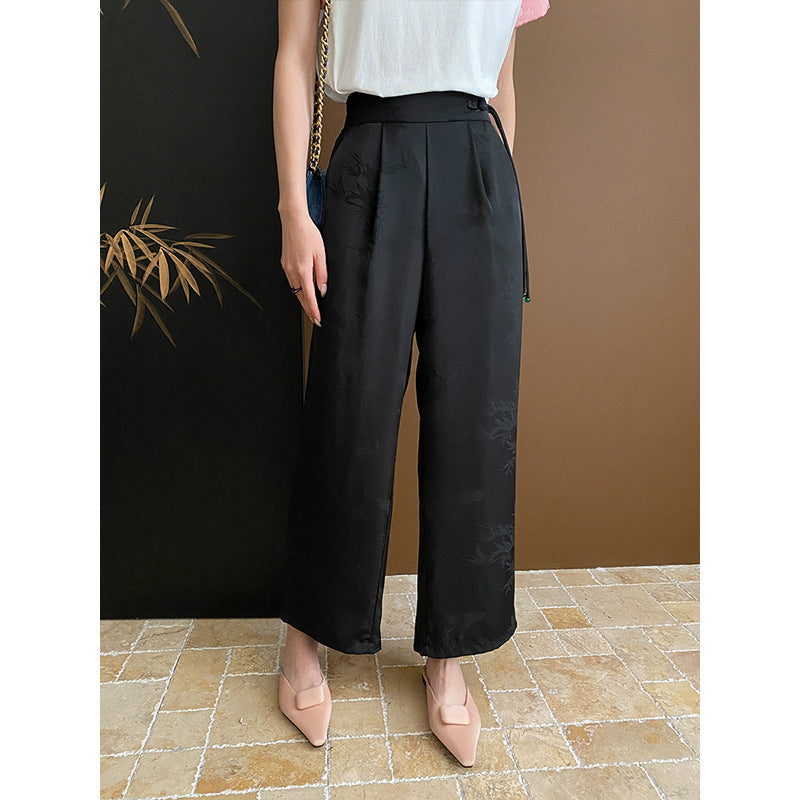 Damen hoch taillierte Plissee-Hose Drune