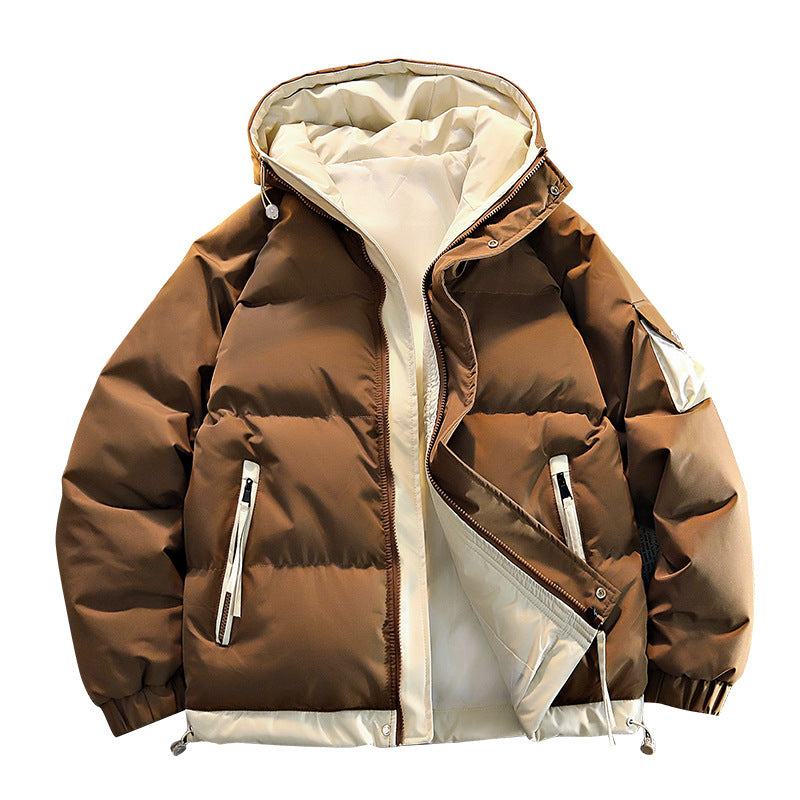 Men's  oversized insulated hooded puffer jacket with contrast lining and drawcord hem Drune