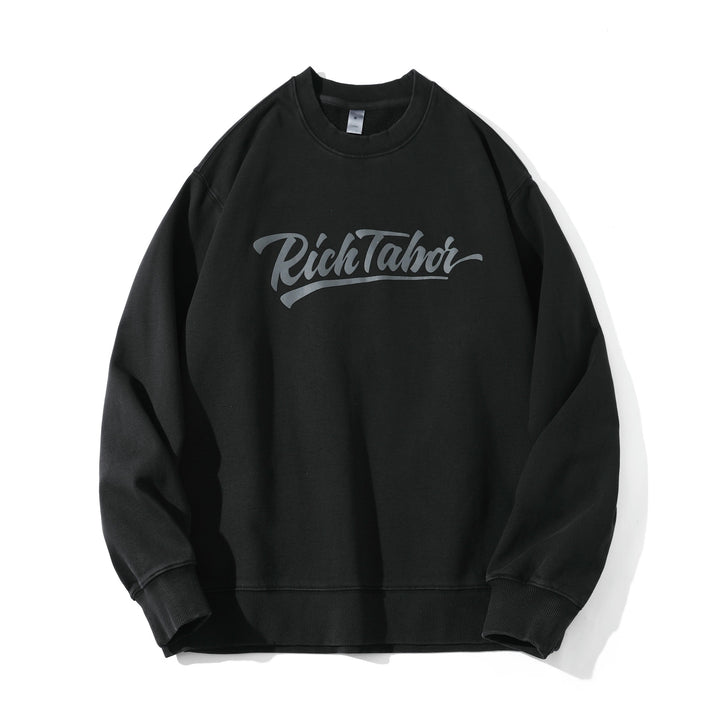 Unisex Locker geschnittener Baumwoll‑Fleece Pullover mit Script‑Logo Drune