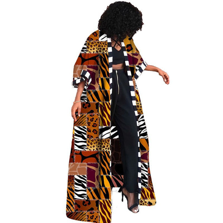 Damen Kimono-Jacke mit buntem geometrischen Muster und weitem Schnitt Drune