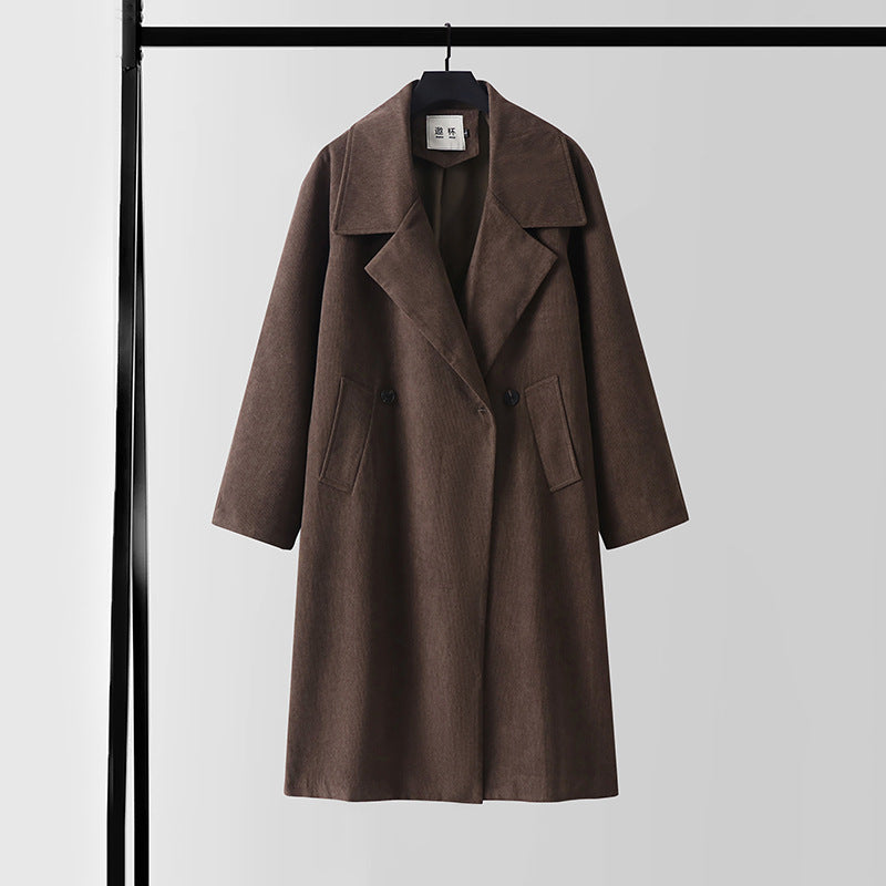 Damen Oversize Wollmix-Mantel mit breitem Revers und verdeckter Doppelknopfleiste Drune