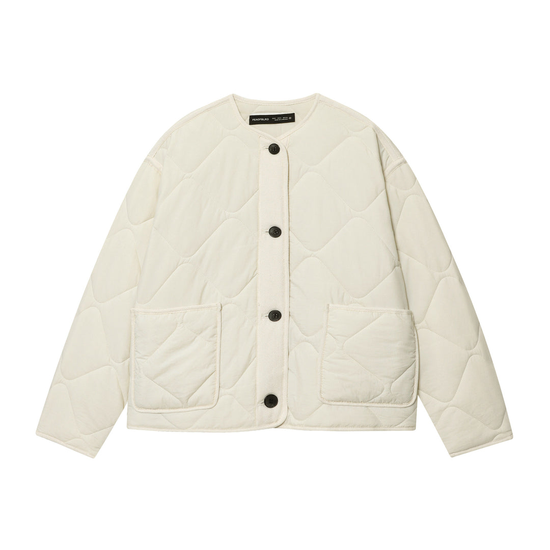 Damen nan gesteppte Cardigan‑Jacke mit Rautenstepp, Rundhals und aufgesetzten Taschen Drune
