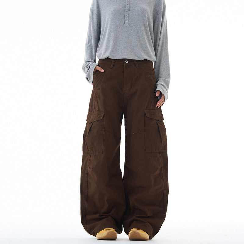 Unisex Ultraweite Cargohose mit tiefem Schritt und großen Klappentaschen Drune