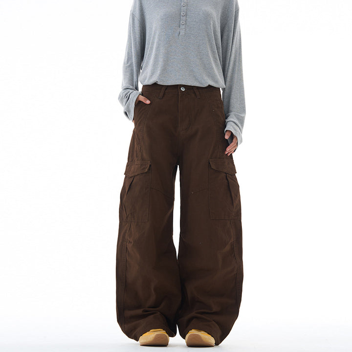 Unisex Ultraweite Cargohose mit tiefem Schritt und großen Klappentaschen Drune