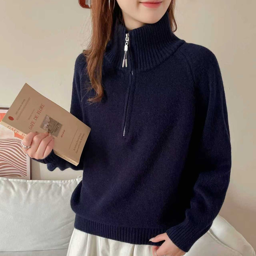 Damen Kuscheliger Pullover mit Stehkragen Drune