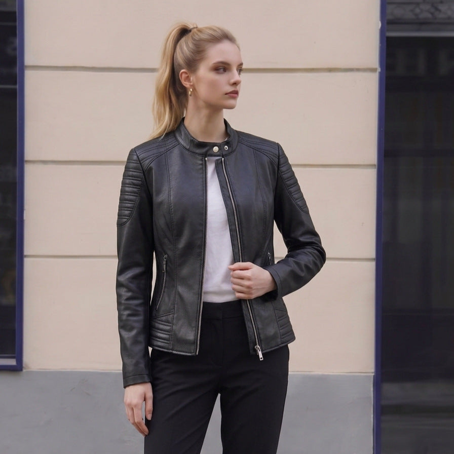 Damen Modische Kunstlederjacke Drune