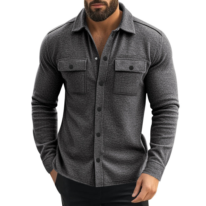 Herren Overhemdjacke mit zwei aufgesetzten Taschen und strukturiertem Stoff Drune