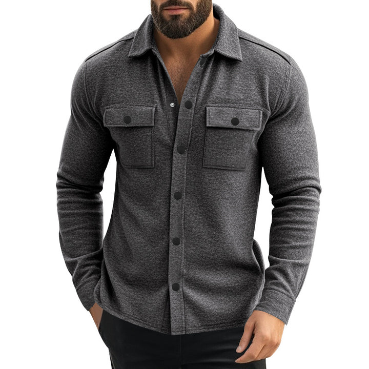Herren Overhemdjacke mit zwei aufgesetzten Taschen und strukturiertem Stoff Drune