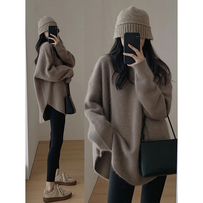 Damen Kuscheliger Oversized Pullover aus weichem Strickmaterial mit lässigem Schnitt Drune