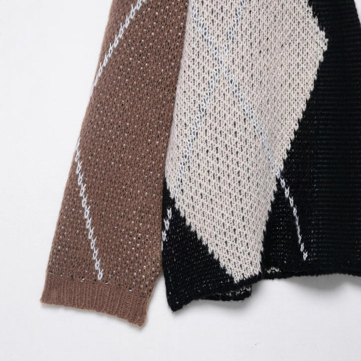 Damen Strickpullover mit modernem Rauten-Muster Drune
