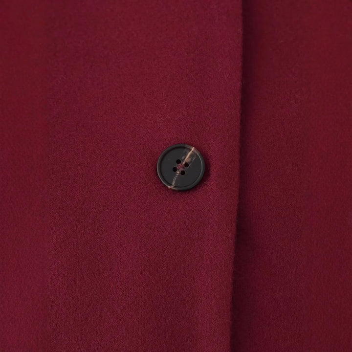 Damen nan kastiger Mantelblazer mit integriertem Schlauchschal, legerer Boxy‑Silhouette und Pattentaschen Drune