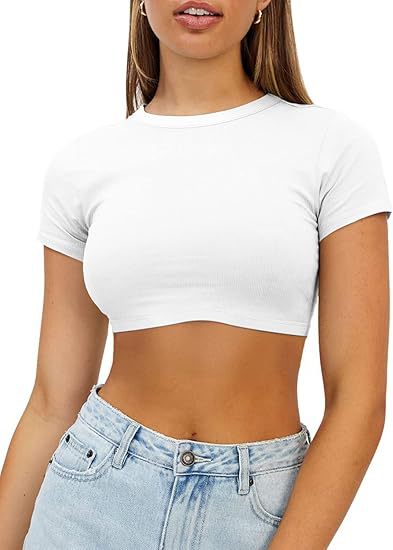 Damen kurzes, figurbetontes Crop-Top aus elastischem Material Drune