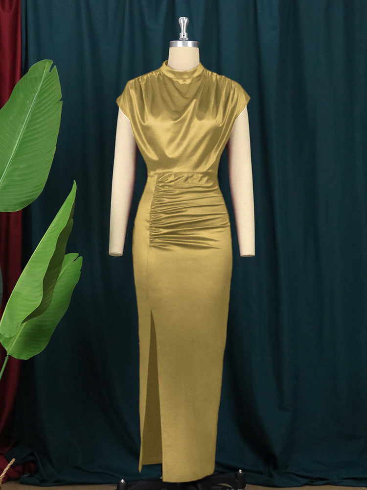 Damen Elegantes Maxikleid mit tiefem Schlitz und raffiniertem Drapierungsdesign Drune