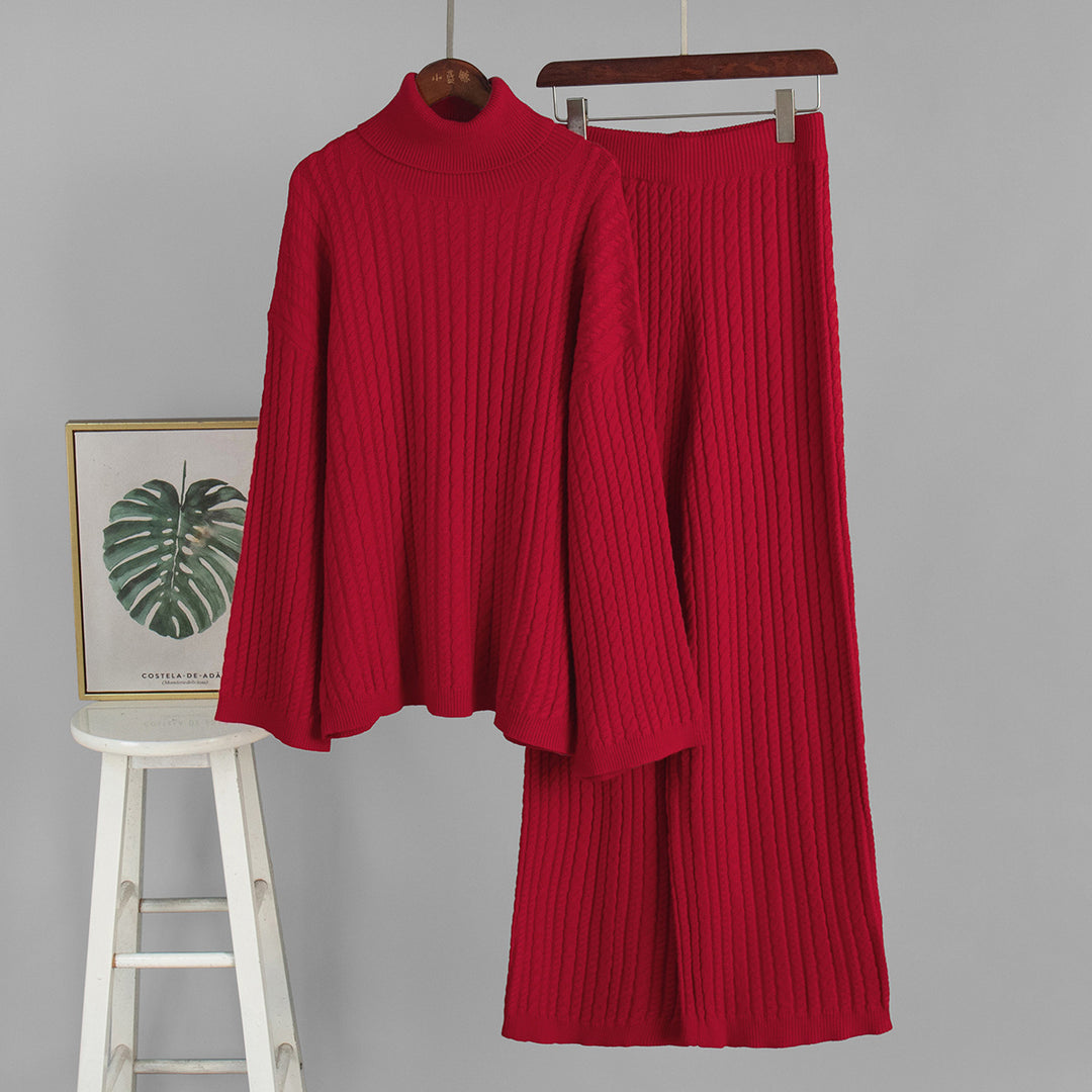 Damen Strickanzug mit hohem Kragen und weitem Schnitt Drune