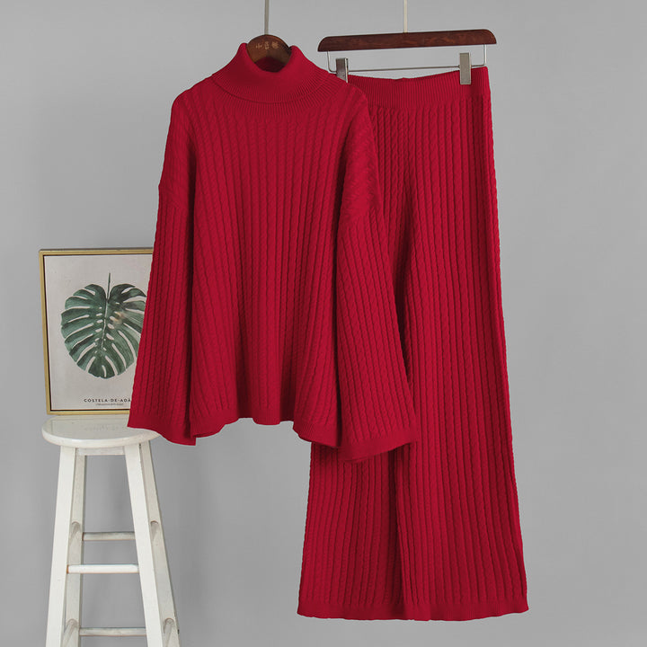 Damen Strickanzug mit hohem Kragen und weitem Schnitt Drune