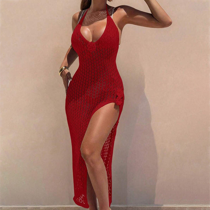 Damen Häkel-Streifen Strandkleid Drune