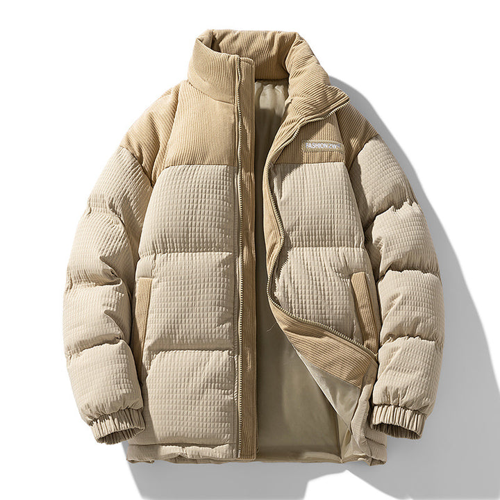 Herren Wattierte Cordoptik Steppjacke mit hohem Stehkragen und Thermofutter Drune