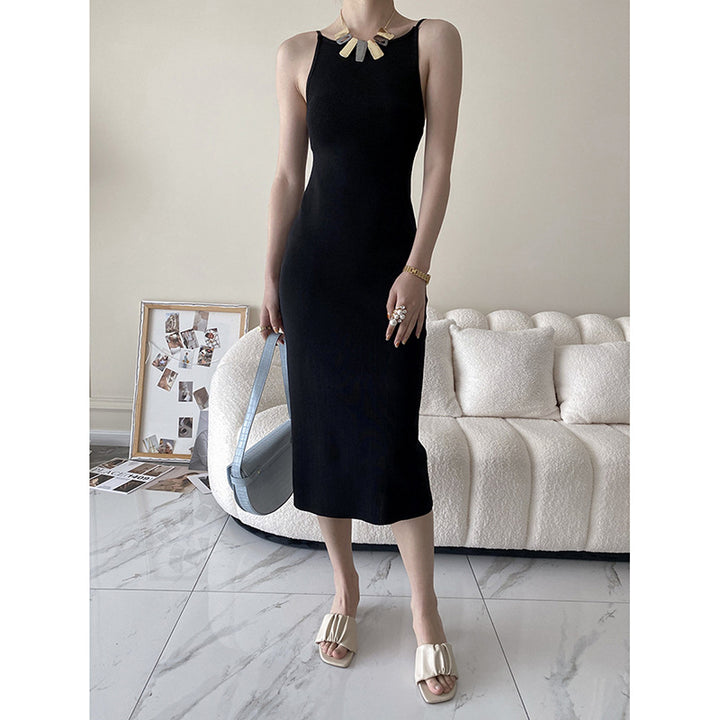 Damen lässiges Maxikleid mit figurbetontem Schnitt und feiner Rippstruktur Drune