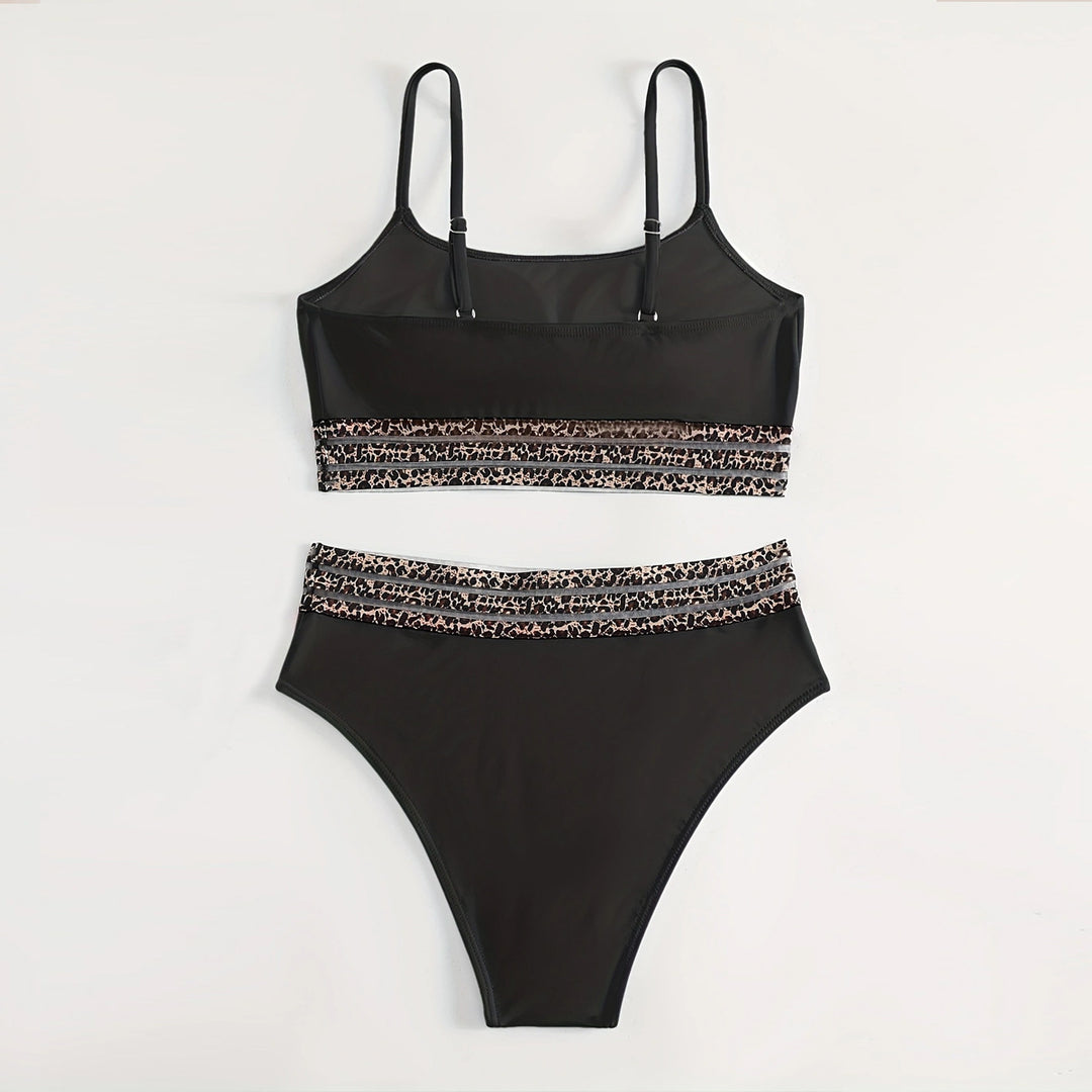 Damen Hochtailliertes Bikini-Set mit modischen Leoparden-Details Drune
