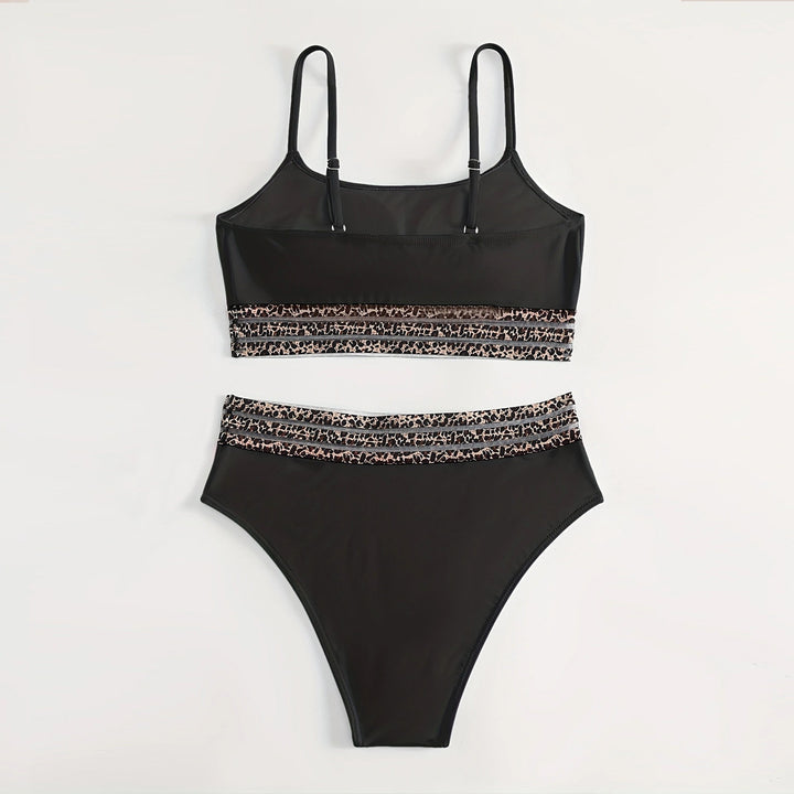 Damen Hochtailliertes Bikini-Set mit modischen Leoparden-Details Drune