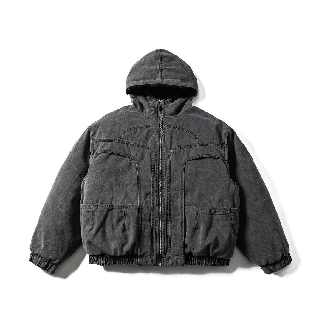 Herren Robuste Kapuzen-Fieldjacke mit Teddyfutter und Utility-Taschen Drune