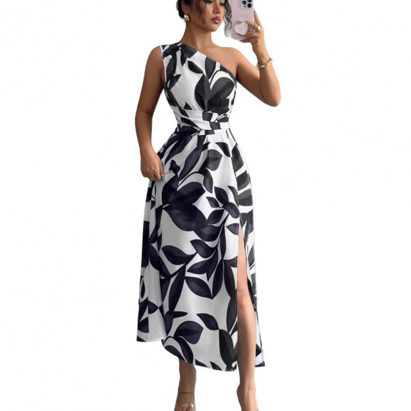 Damen Maxikleid mit asymmetrischem Schnitt und floralem Design Drune