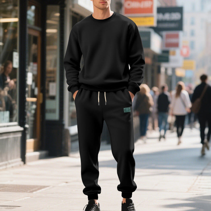 Herren lässiger Freizeitanzug mit weichem Fleece und elastischem Bund Drune