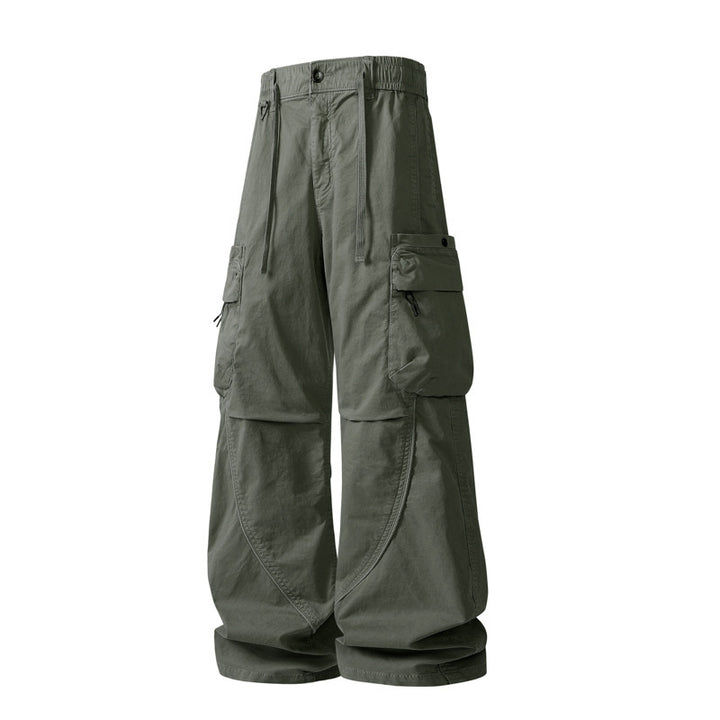 Herren weite Cargo-Hose im Baggy‑Schnitt mit Utility‑Taschen und Kordelbund Drune
