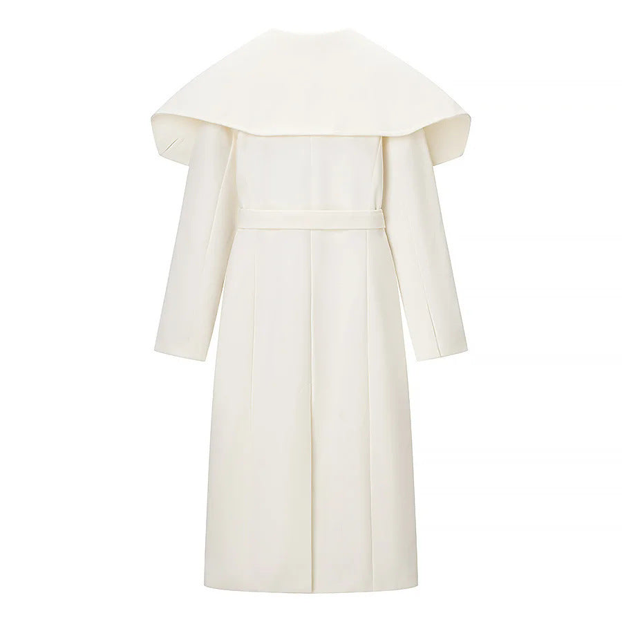 Damen nan eleganter Mantel mit übergroßem Cape-Kragen und Taillengürtel Drune