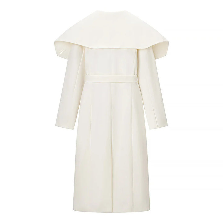 Damen nan eleganter Mantel mit übergroßem Cape-Kragen und Taillengürtel Drune
