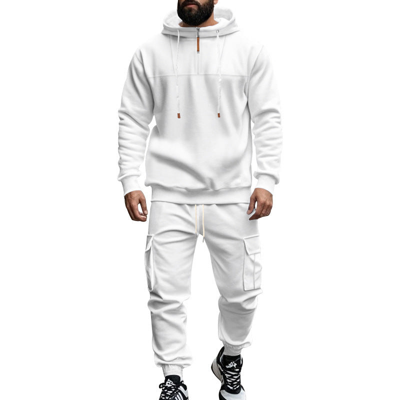 Herren nan zweiteiliges Sweatset mit Kapuze elastischem Bund und aufgesetzten Cargotaschen Drune