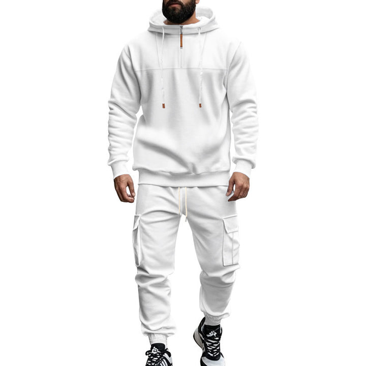 Herren nan zweiteiliges Sweatset mit Kapuze elastischem Bund und aufgesetzten Cargotaschen Drune