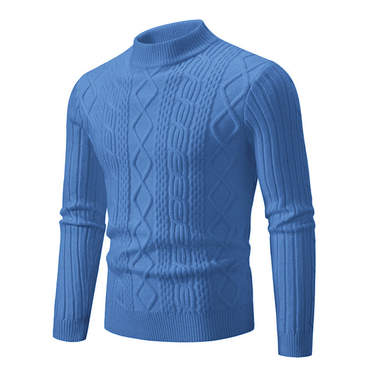 Herren Strukturierter Mockneck-Zopfstrickpullover Drune