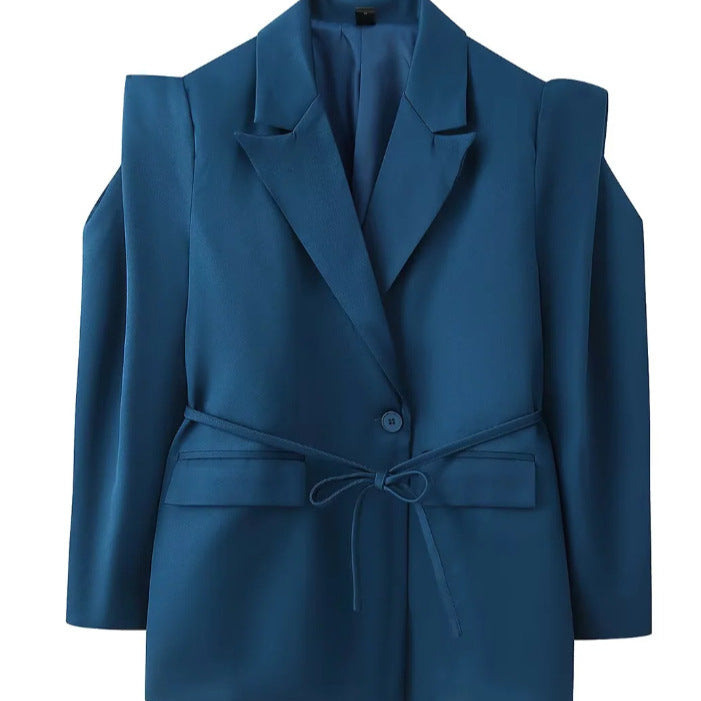 Damen 1100+ taillierter Blazer mit Tunnelzug, schmaler Kordel und Pattentaschen Drune