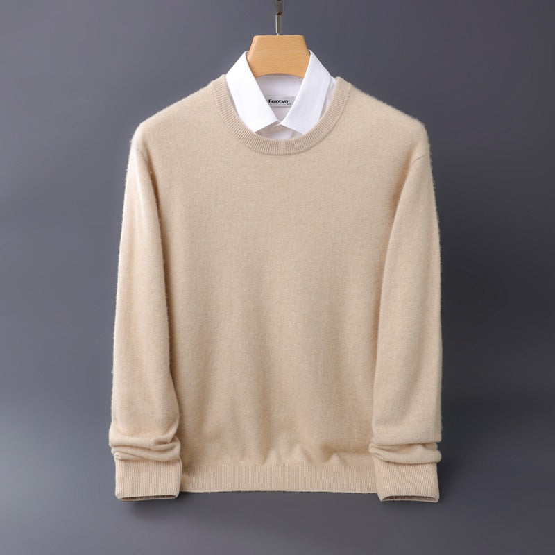Herren Feiner Rundhals-Strickpullover in Kaschmir‑Optik mit gerippten Bündchen Drune