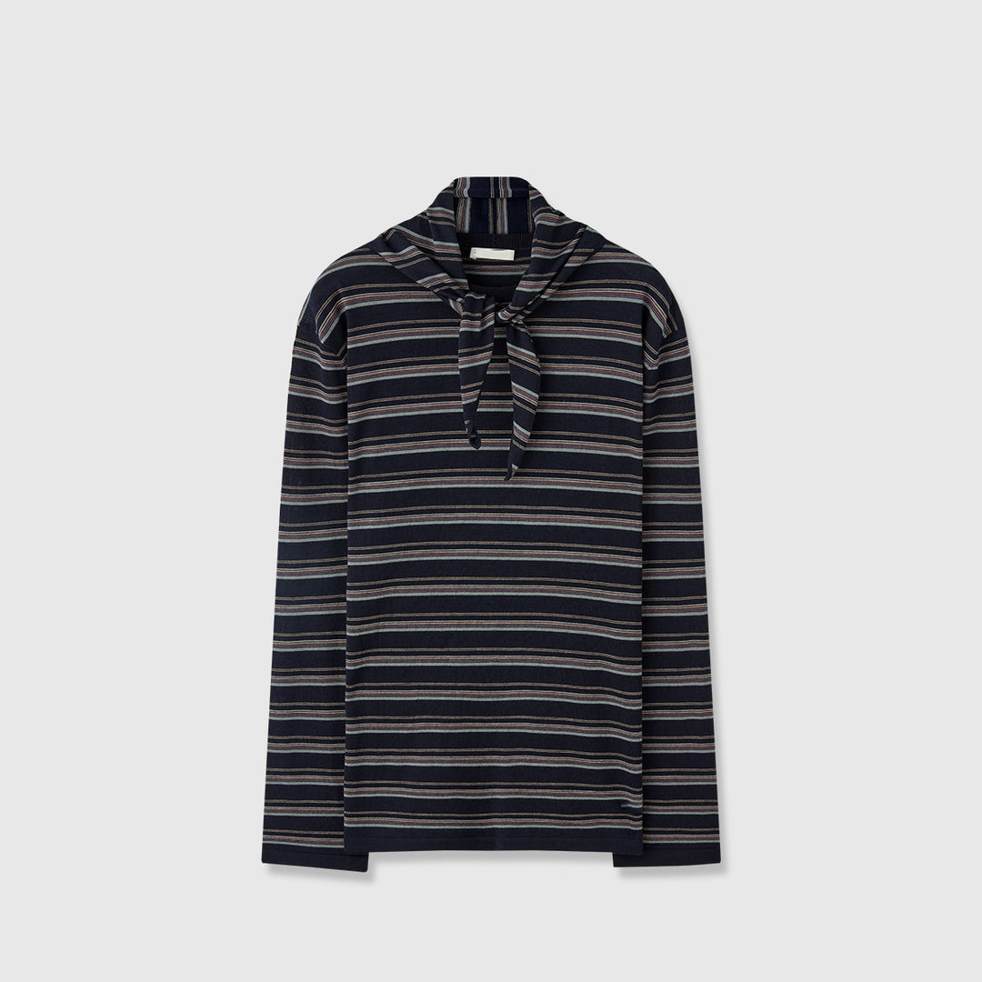 Damen lässiges Langarmshirt mit modischem Bindegürtel Drune