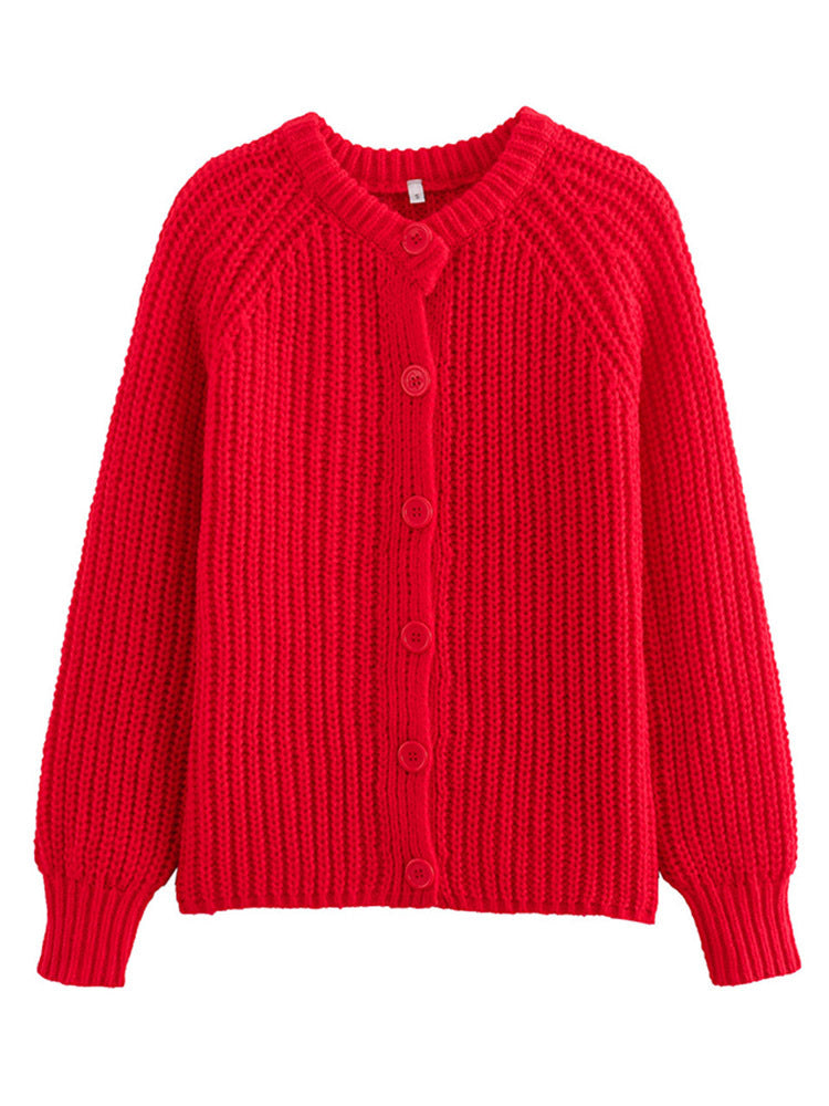 Damen Strickjacke mit klassischer Knopfleiste und Raglanärmeln Drune