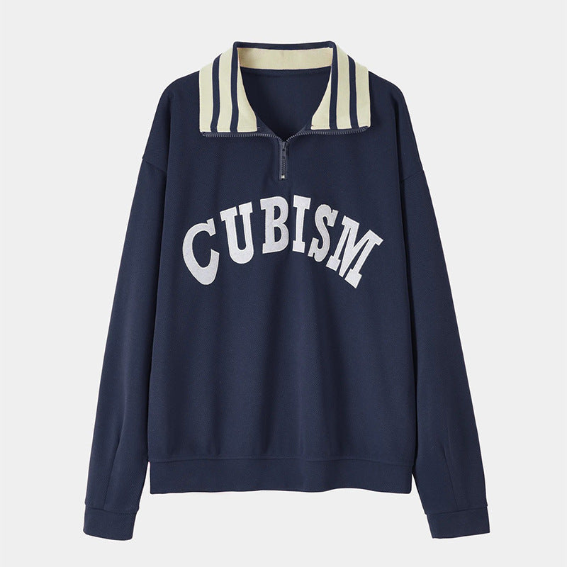 Damen Sportlicher Pullover mit kontrastierendem Kragen Drune